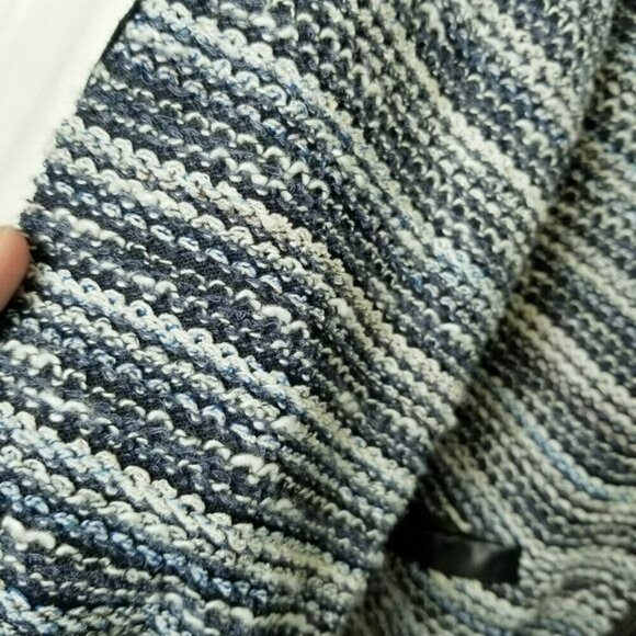 Velvet by Graham & Spencer White and Blue Knit Striped Full Zip Moto Jacket L - Picture 10 of 13